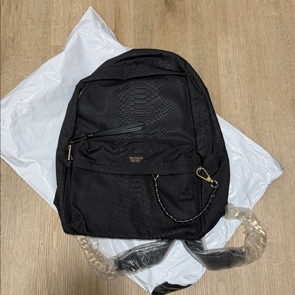 Victoria's Secret fashion show Black Textured Backpack with Gold Chain - Picture 2 of 6
